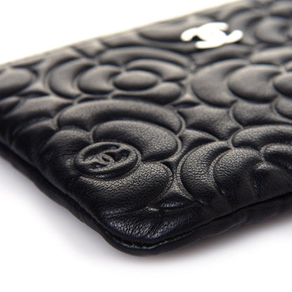 Chanel Goatskin Camellia Embossed Cosmetic Pouch Black 9 of 12