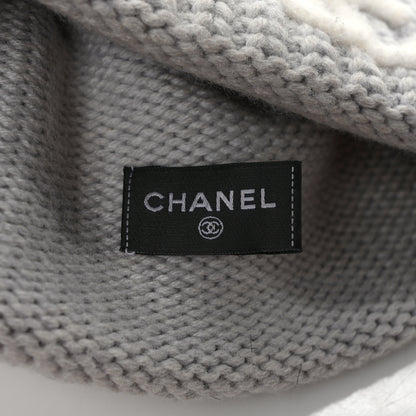 Chanel Wool Cashmere Silk CC Beanie Hat Light Grey White 5 of 6