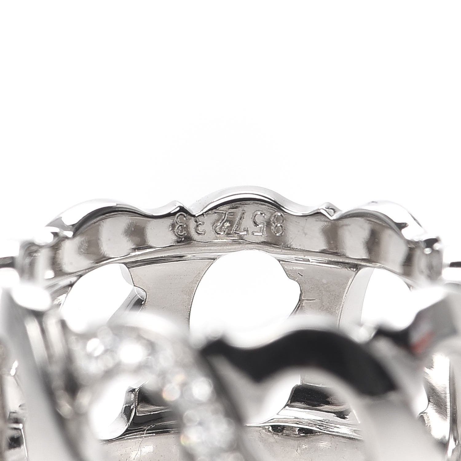 Cartier 18K White Gold Diamond 13mm C De Band Ring 54 6.75 4 of 5