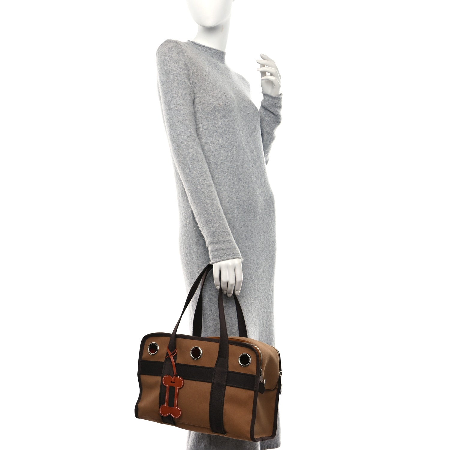 Hermes Polyamide Cotton Carrying Dog Bag Fauve Feu 2 of 13