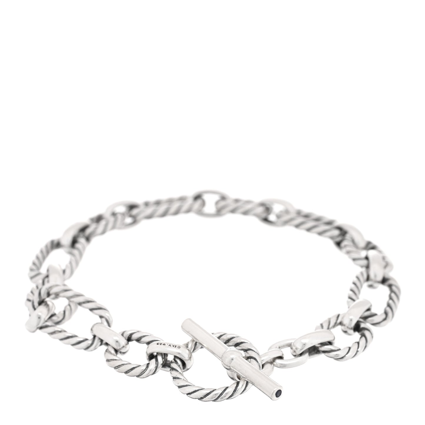 Sterling Silver Blue Sapphire 9.5mm Cushion Link Bracelet