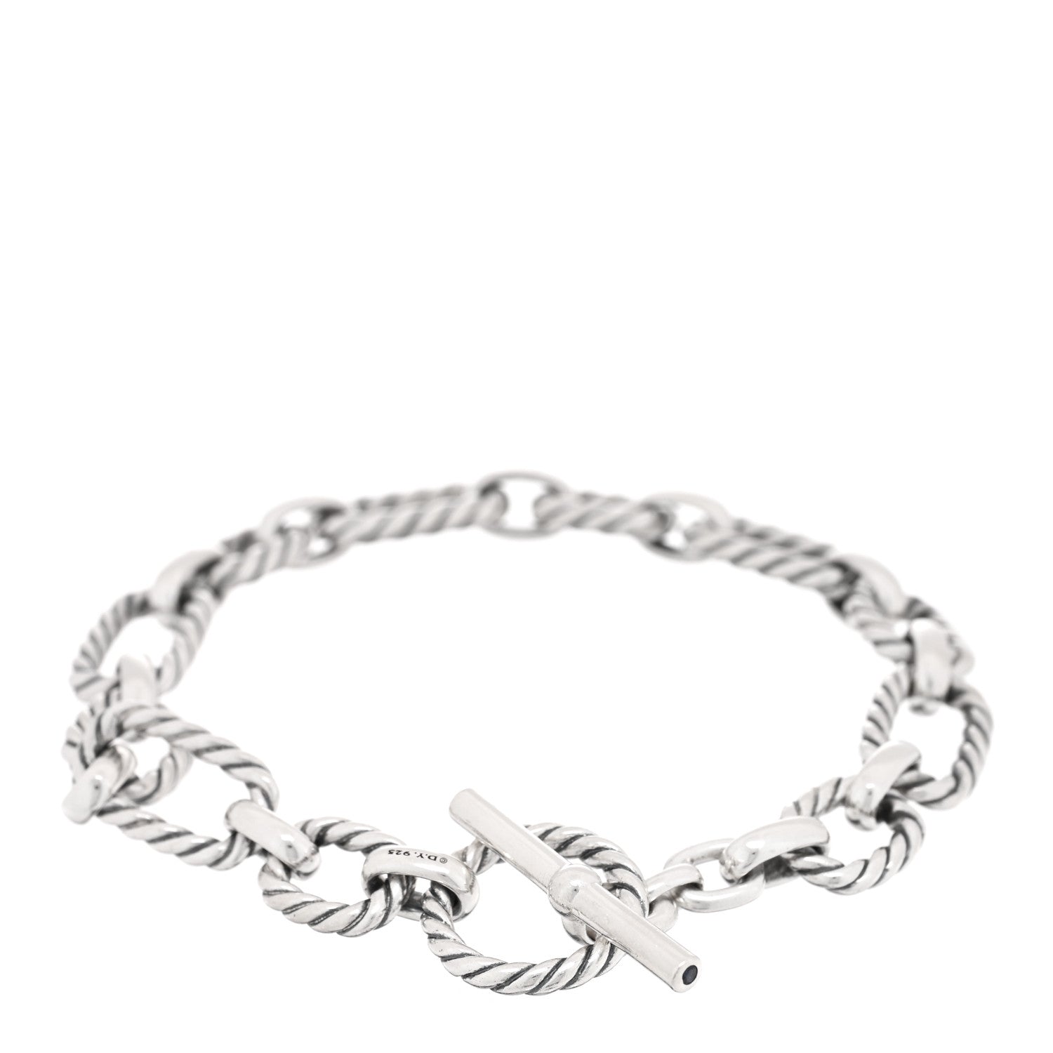 David Yurman Sterling Silver Blue Sapphire 9.5mm Cushion Link Bracelet 2 of 3