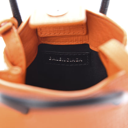 Balenciaga Squared Calfskin Logo Shopping Phone Holder Bag Orange 6 of 10