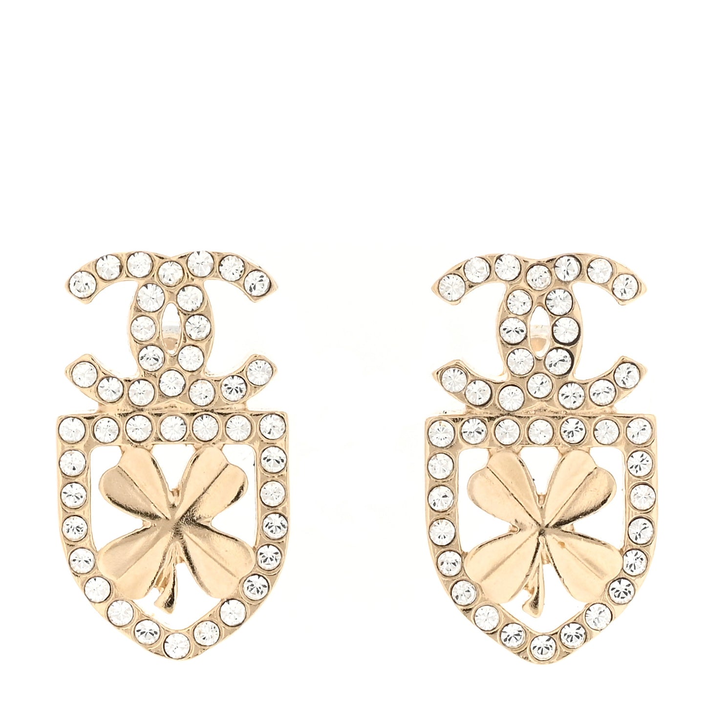 Crystal CC Sergeant Chanel Earrings Gold