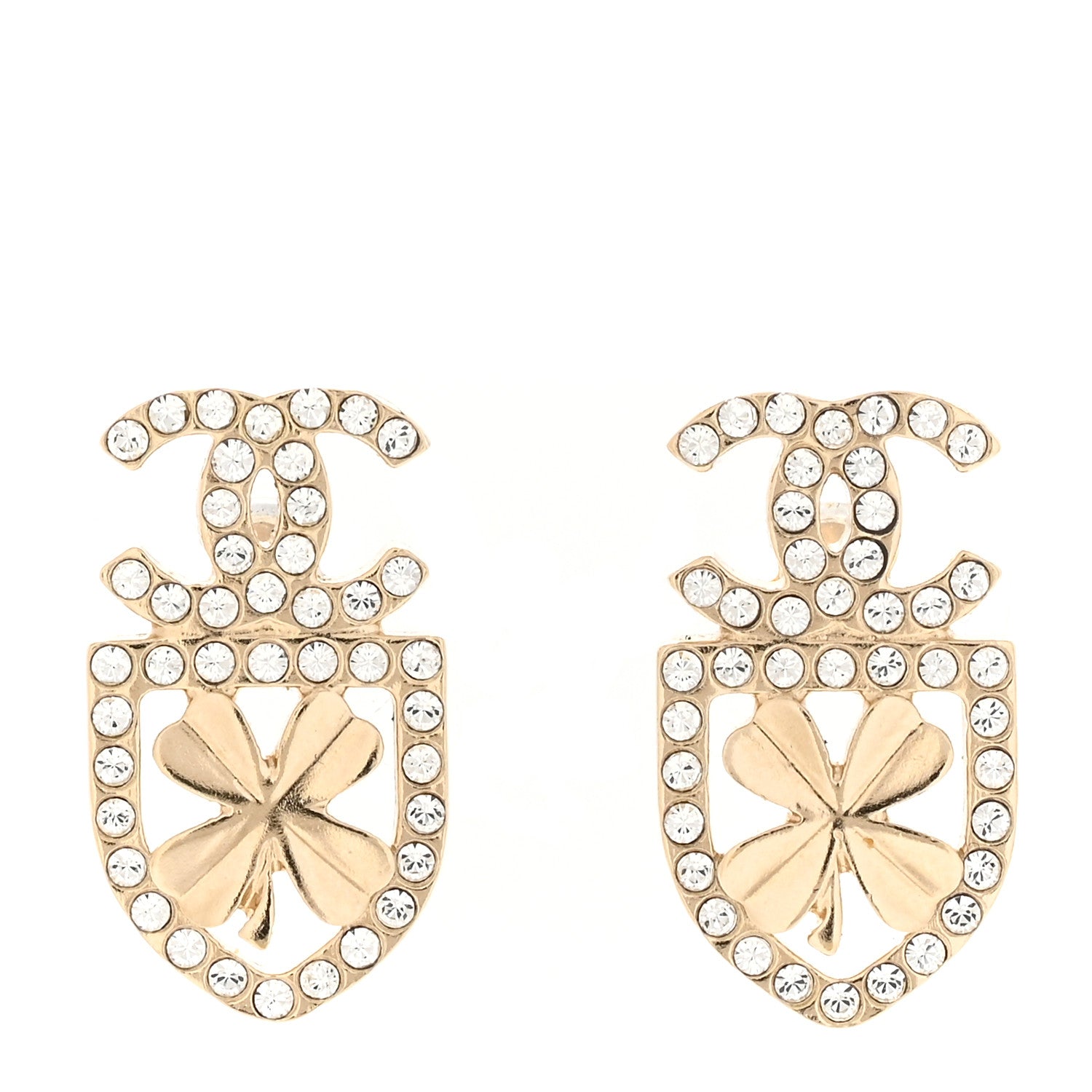 Chanel Crystal CC Sergeant Chanel Earrings Gold 1 of 5
