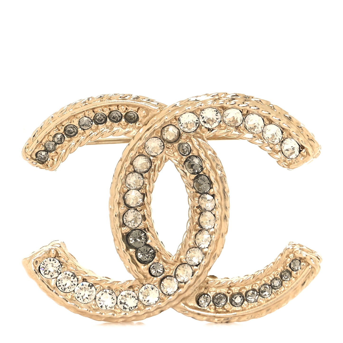 Crystal Enamel CC Reversible Brooch Gold