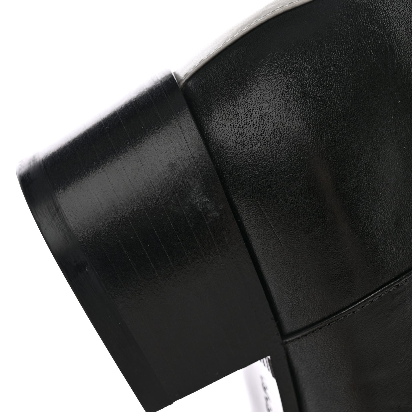 Calfskin CC Logo Mid Calf Boots Light Grey Black
