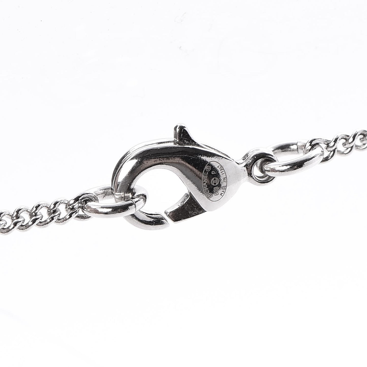Baguette Crystal Large CC Necklace Silver
