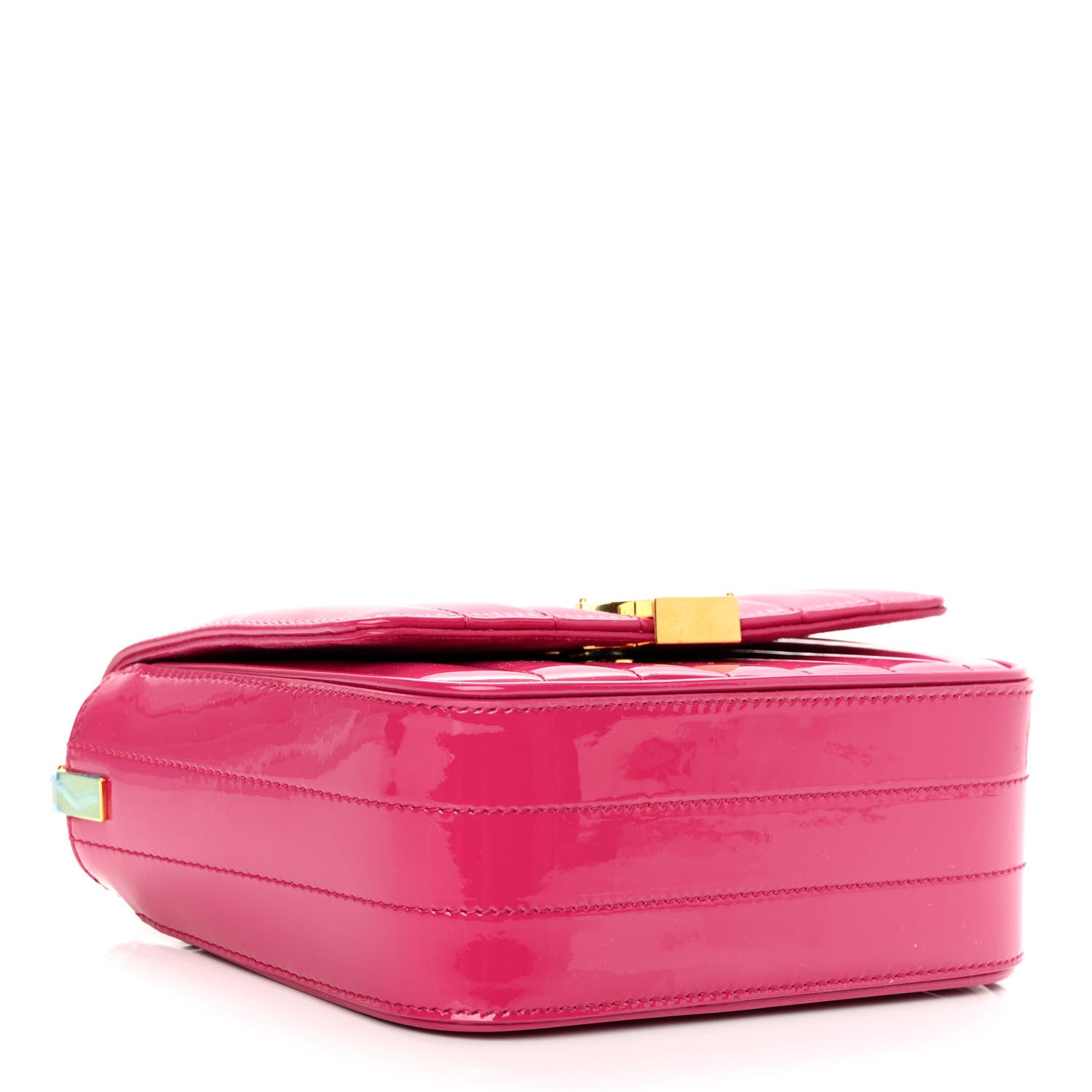 Saint Laurent Patent Calfskin Matelasse Monogram Small Vicky Chain Bag Bubblegum 4 of 9