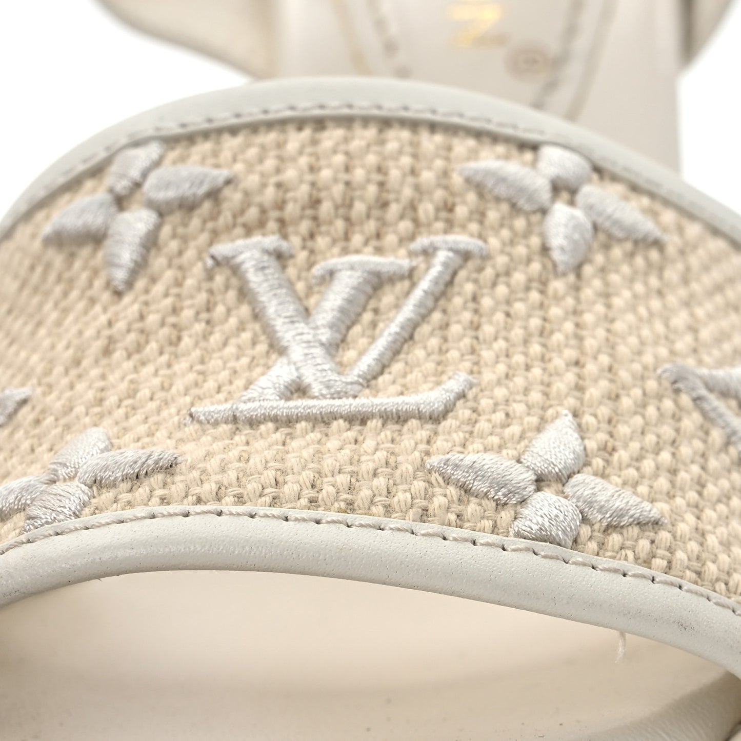 Canvas Monogram Starboard Espadrille Wedge Sandals 37.5 Beige White 37.5 Beige White