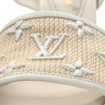 Louis Vuitton Canvas Monogram Starboard Espadrille Wedge Sandals 37.5 Beige White 37.5 Beige White 12 of 13