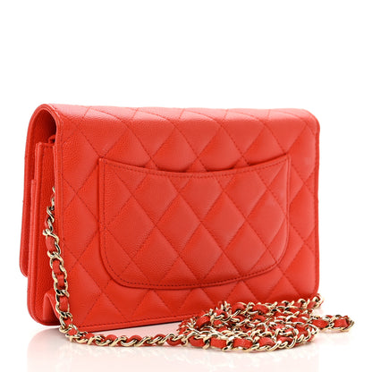 Chanel Caviar Quilted Wallet on Chain WOC Orange 3 of 12