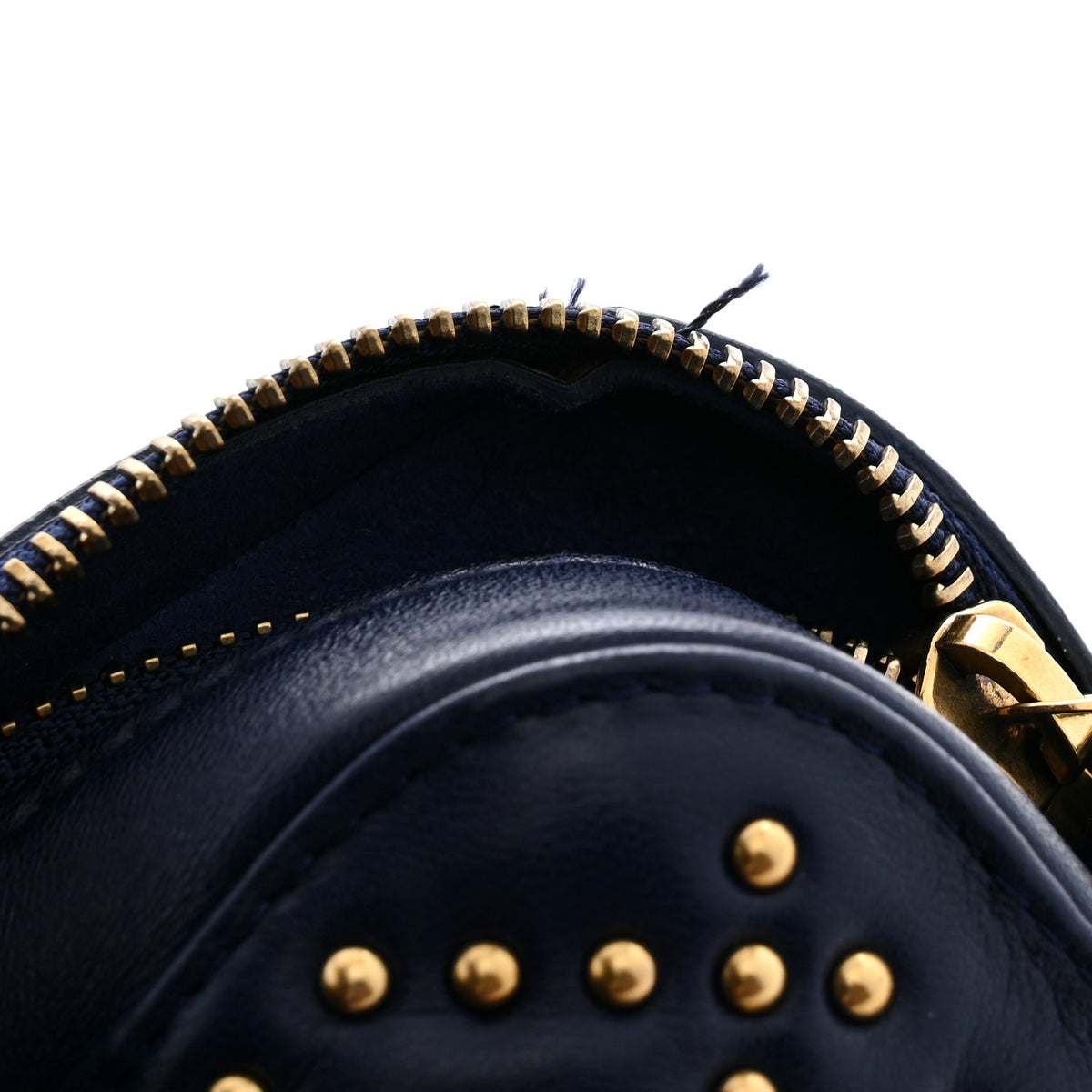 Lambskin Cannage Studded Lady Dior Camera Case Pouch Blue