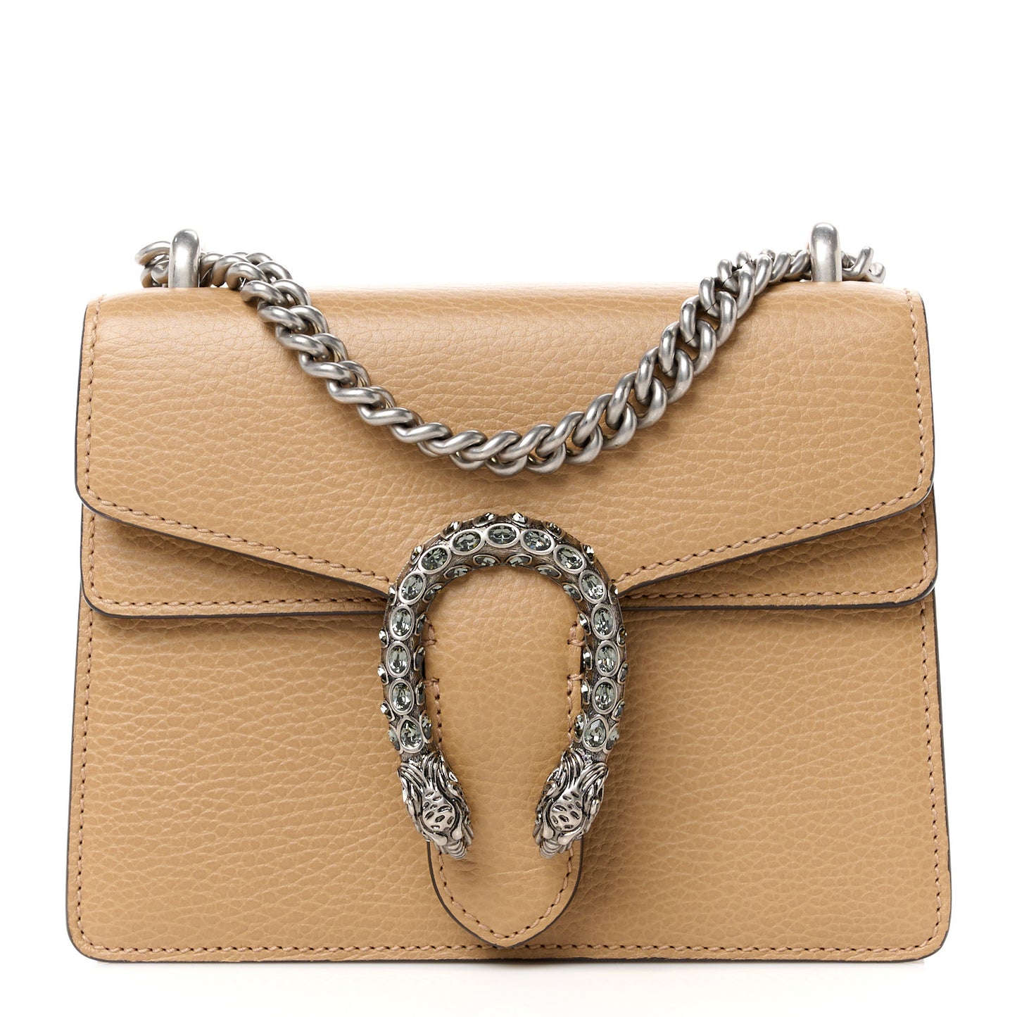 Dollar Calfskin Crystal Mini Dionysus Shoulder Bag Natural Tan Black Diamond