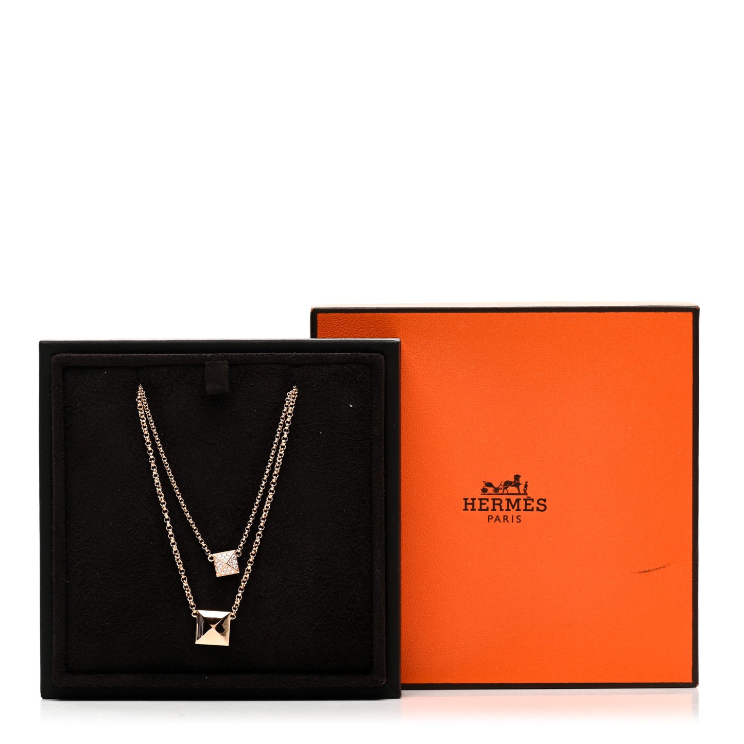18K Rose Gold Diamond Clou d'H Double Pendant Necklace