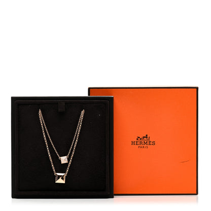 Hermes 18K Rose Gold Diamond Clou d'H Double Pendant Necklace 5 of 5