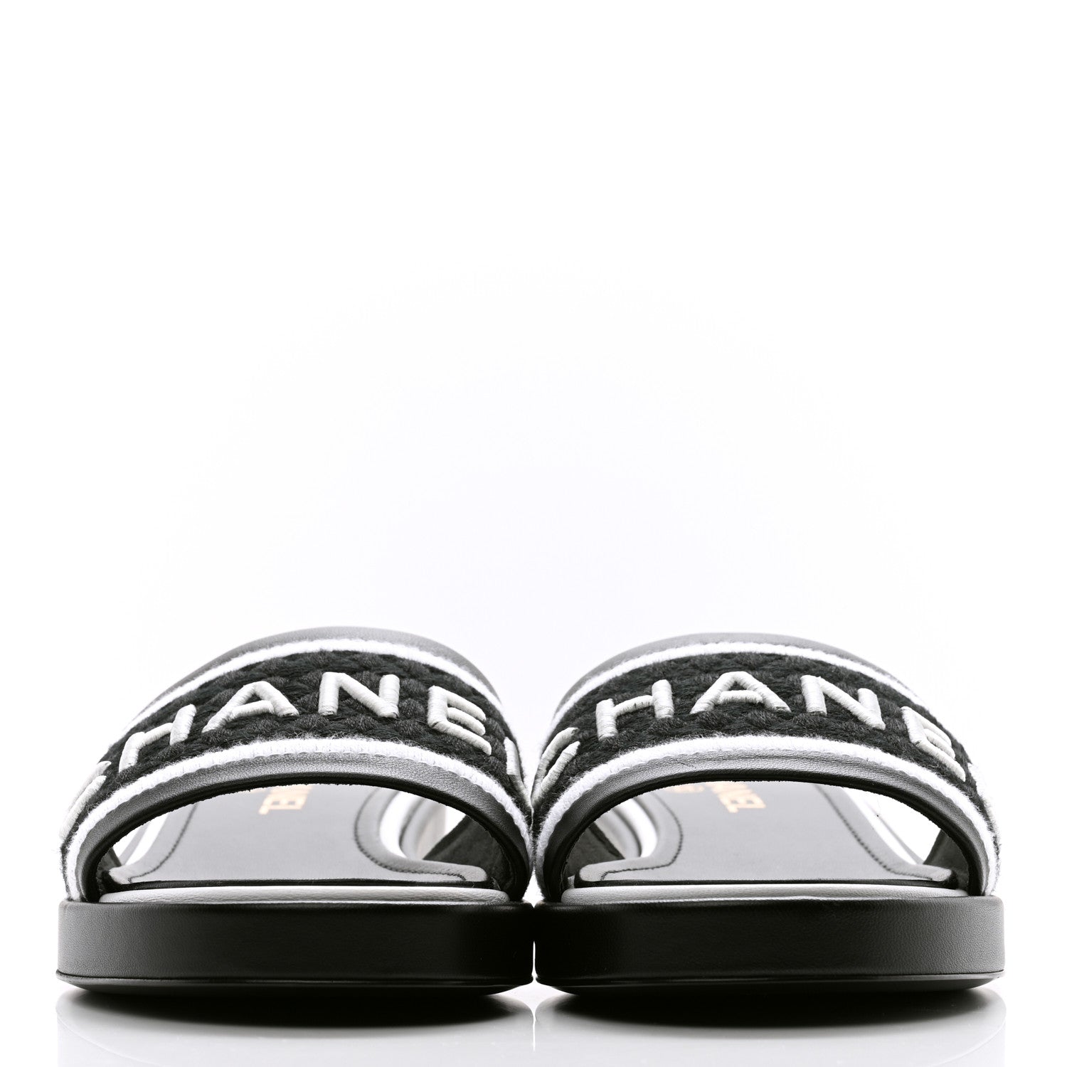 Chanel Lambskin Embroidered CC Mule Sandal 41 Black White 2 of 10