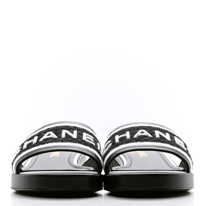 Chanel Lambskin Embroidered CC Mule Sandal 41 Black White 2 of 10