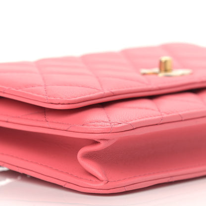 Chanel Lambskin Quilted CC Pearl Crush Wallet on Chain WOC Pink 8 of 11