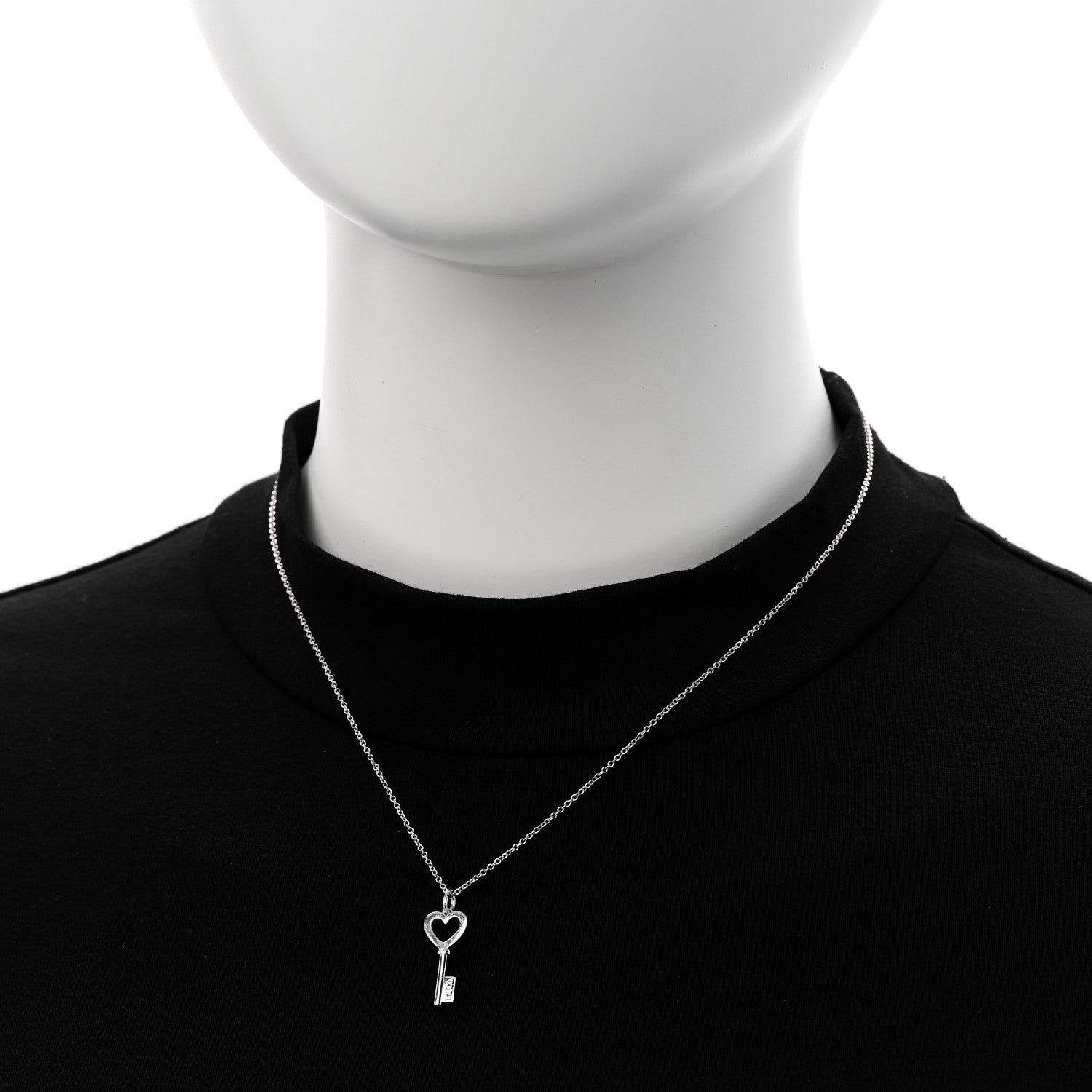 Tiffany Sterling Silver Mini Heart Key Pendant Necklace 2 of 5