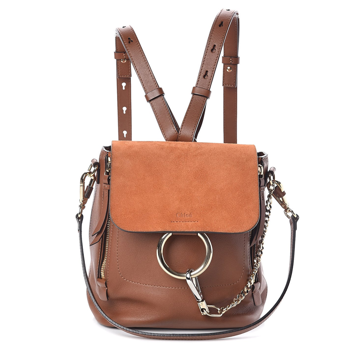 Suede Calfskin Small Faye Backpack Tan