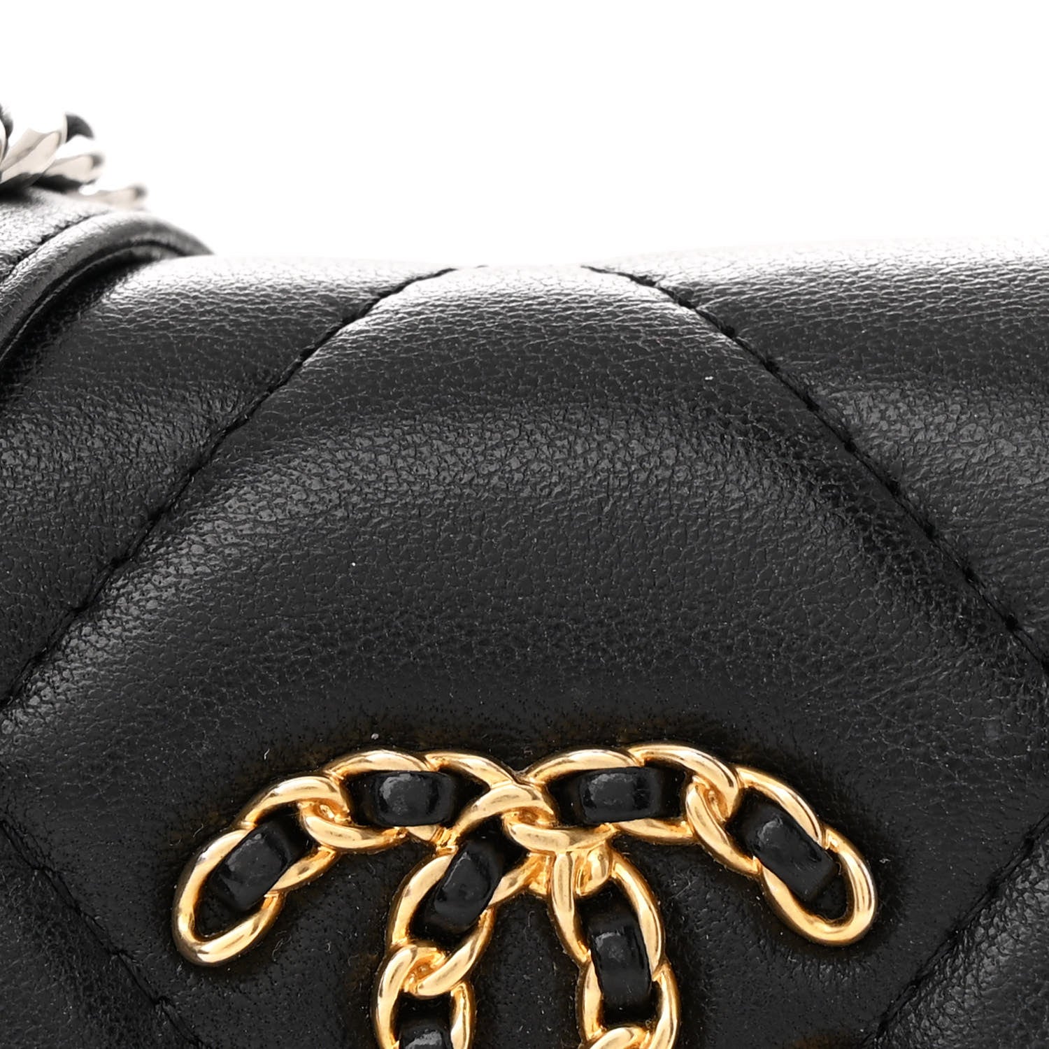Chanel Lambskin Quilted Chanel 19 Flap Coin Purse With Chain Black 10 of 15