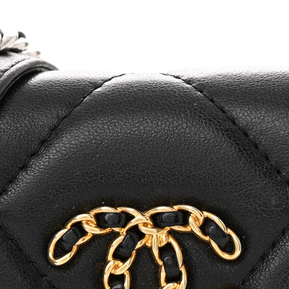 Chanel Lambskin Quilted Chanel 19 Flap Coin Purse With Chain Black 10 of 15