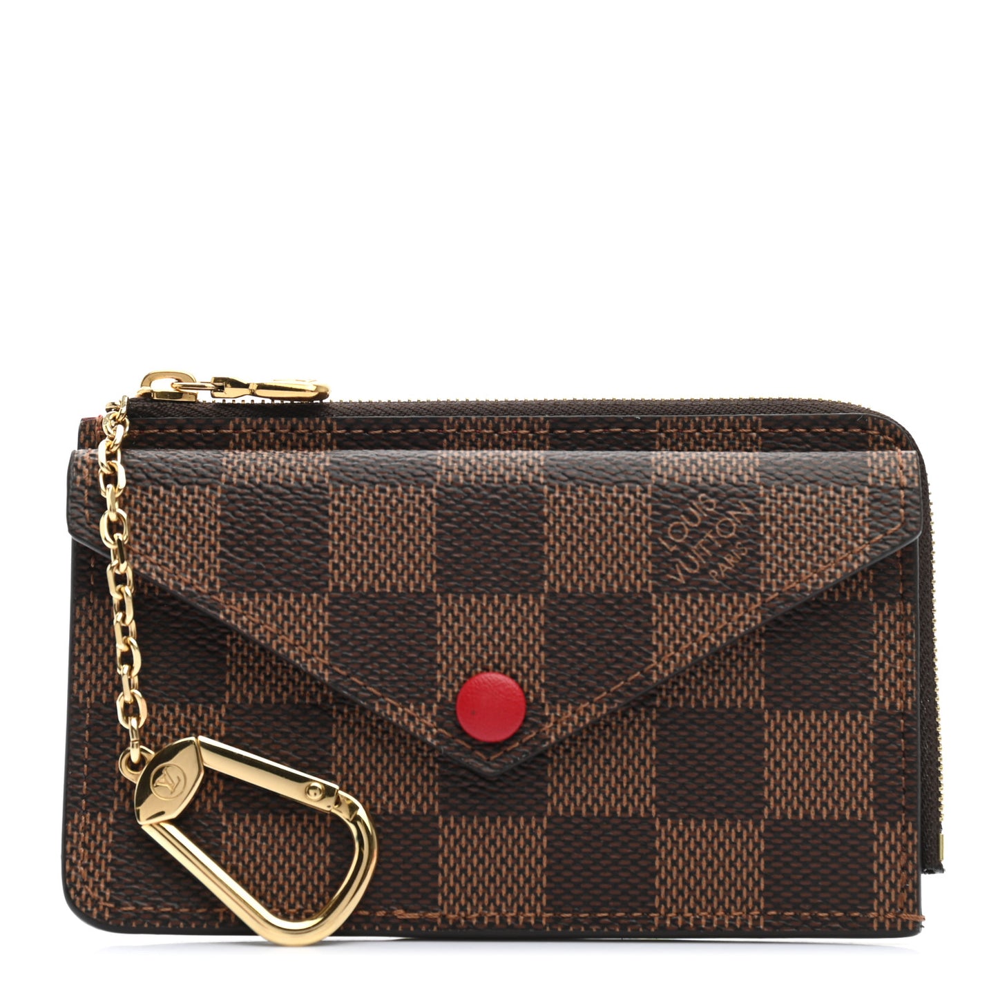 Damier Ebene Recto Verso Card Holder Red
