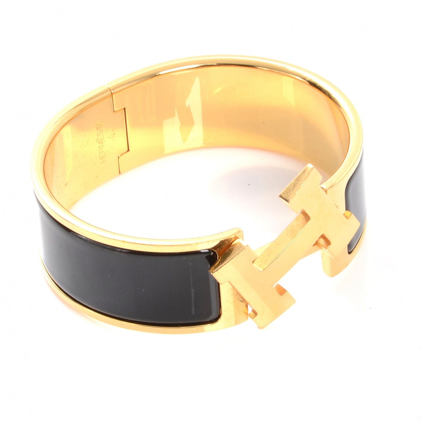 Enamel Wide Clic Clac H Bracelet PM Black