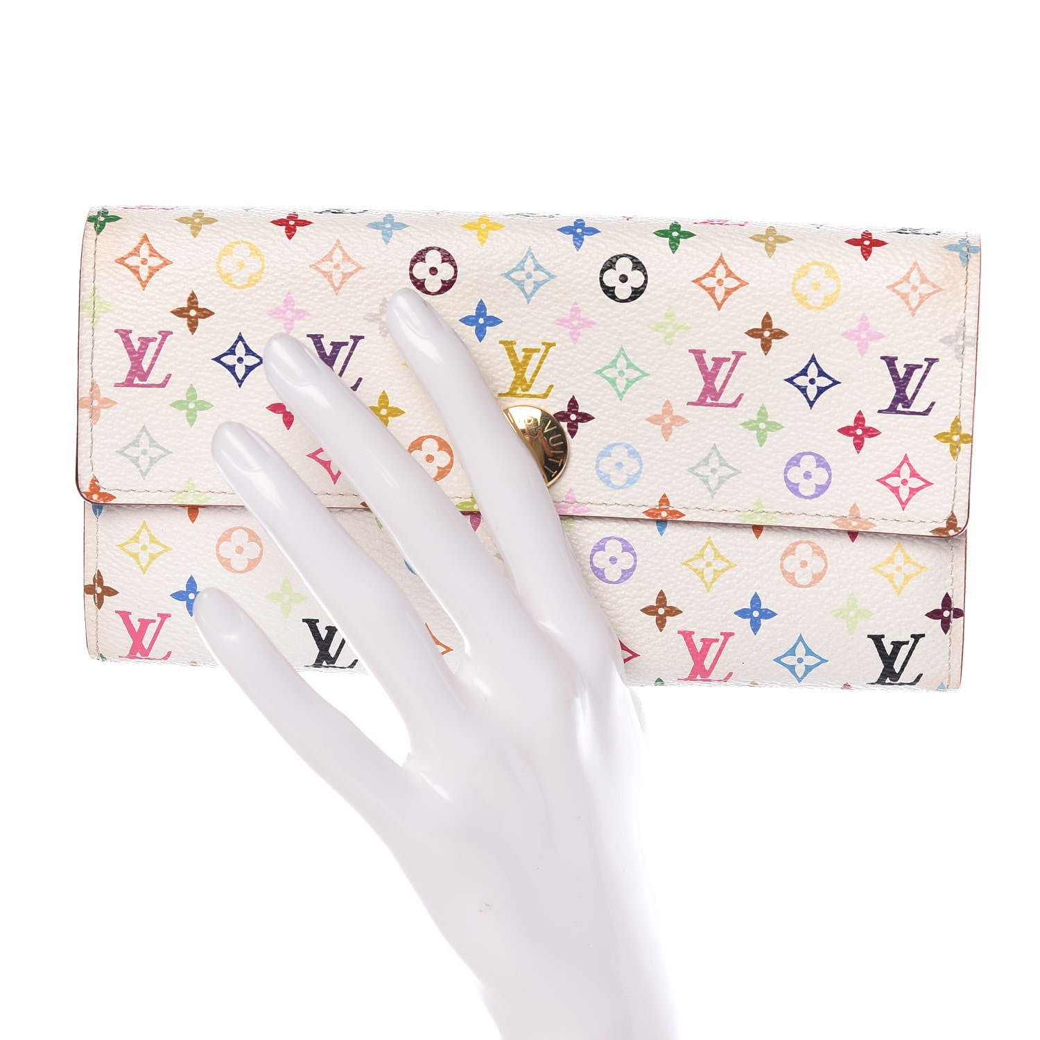 Louis Vuitton Monogram Multicolor Sarah Wallet White Litchi 2 of 8