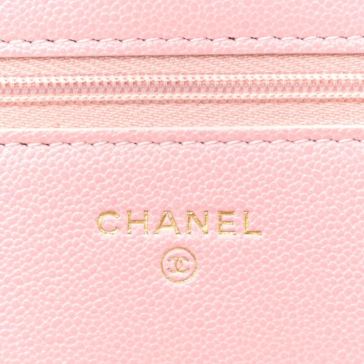 Caviar Quilted Studded CC Wallet on Chain WOC Light Pink