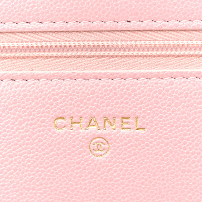 Chanel Caviar Quilted Studded CC Wallet on Chain WOC Light Pink 6 of 11