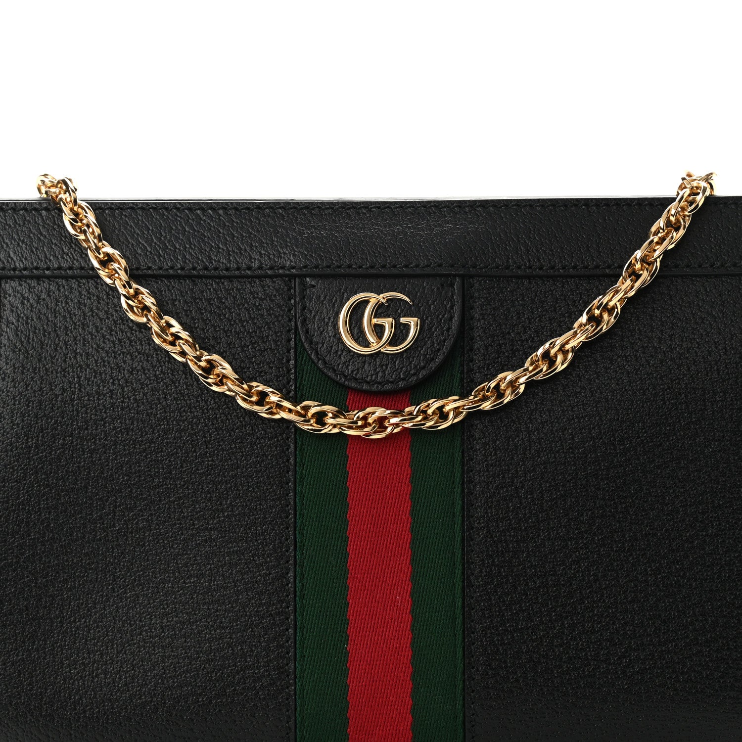 Gucci Calfskin GG Web Small Ophidia Chain Shoulder Bag Black 8 of 10