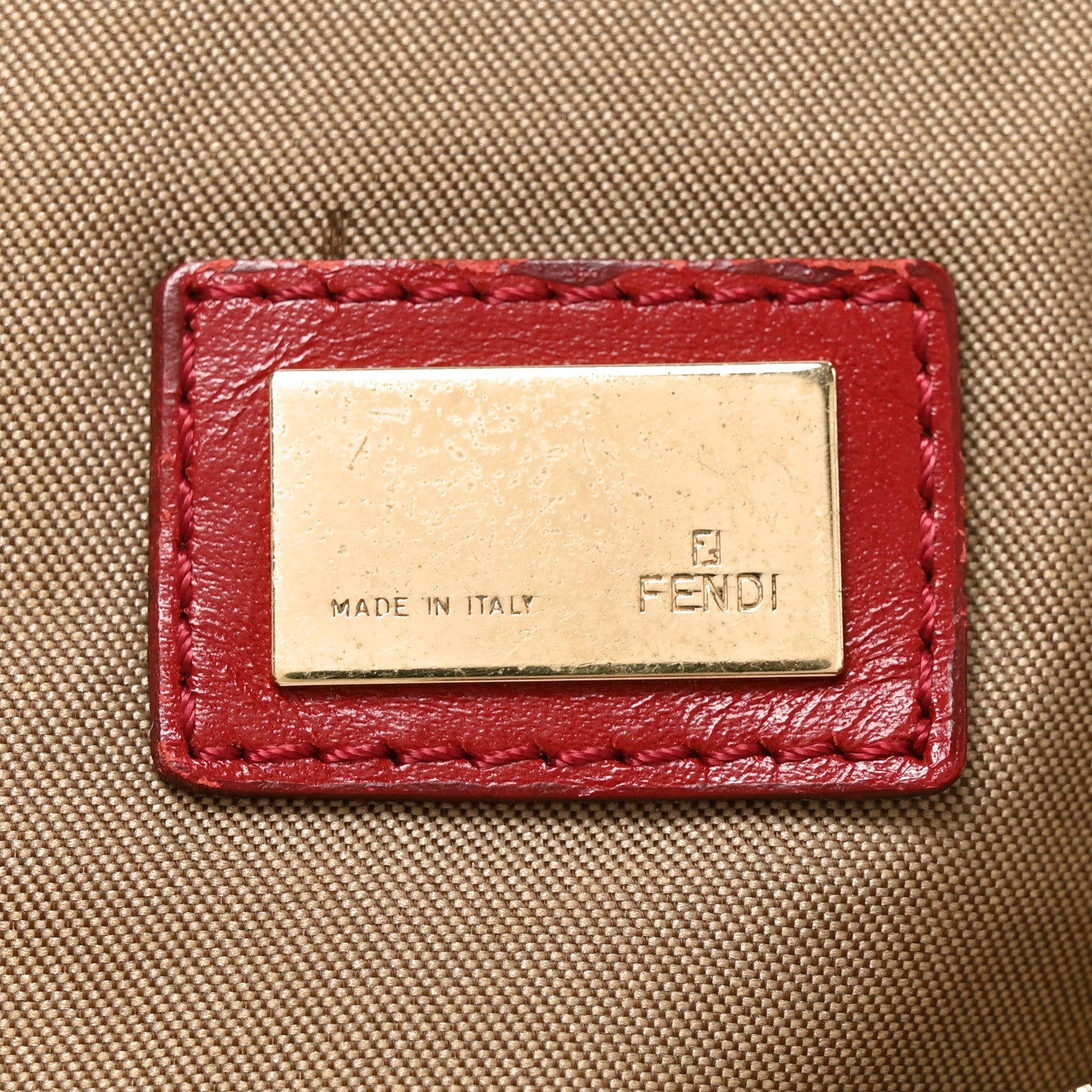 Fendi Zucchino Cuoio Chef Hobo Mogano Panna Rosso 6 of 10