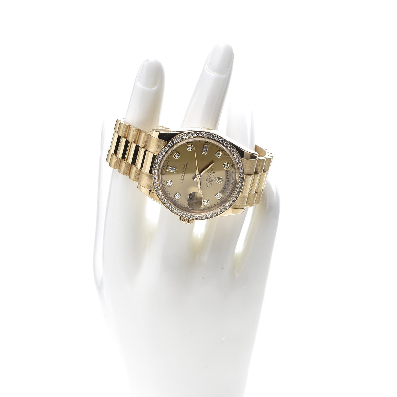 Rolex 18K Yellow Gold Diamond Bezel 36mm Oyster Perpetual Day-Date President Watch Champagne 118238 2 of 6