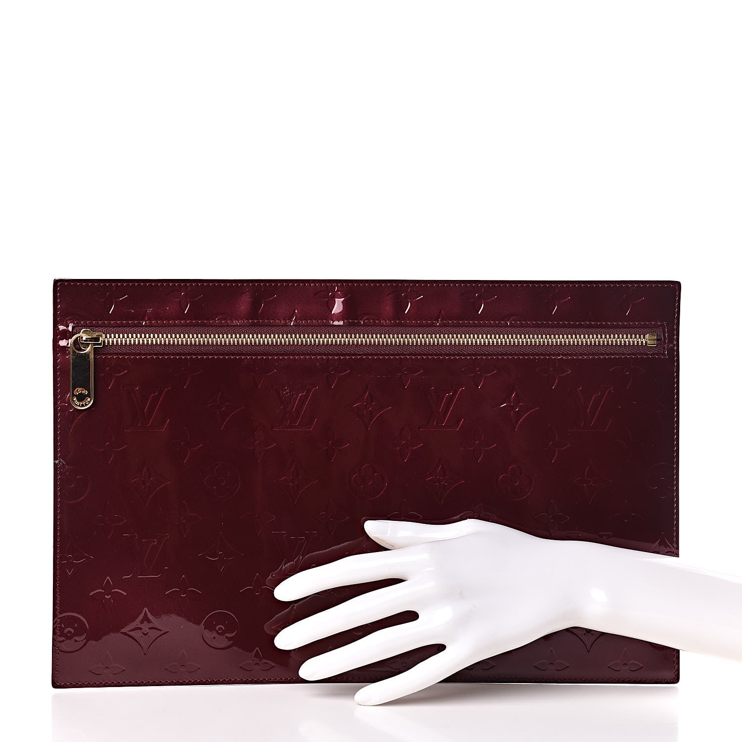Louis Vuitton Vernis Pershing Square Clutch GM Rouge Fauviste 2 of 7