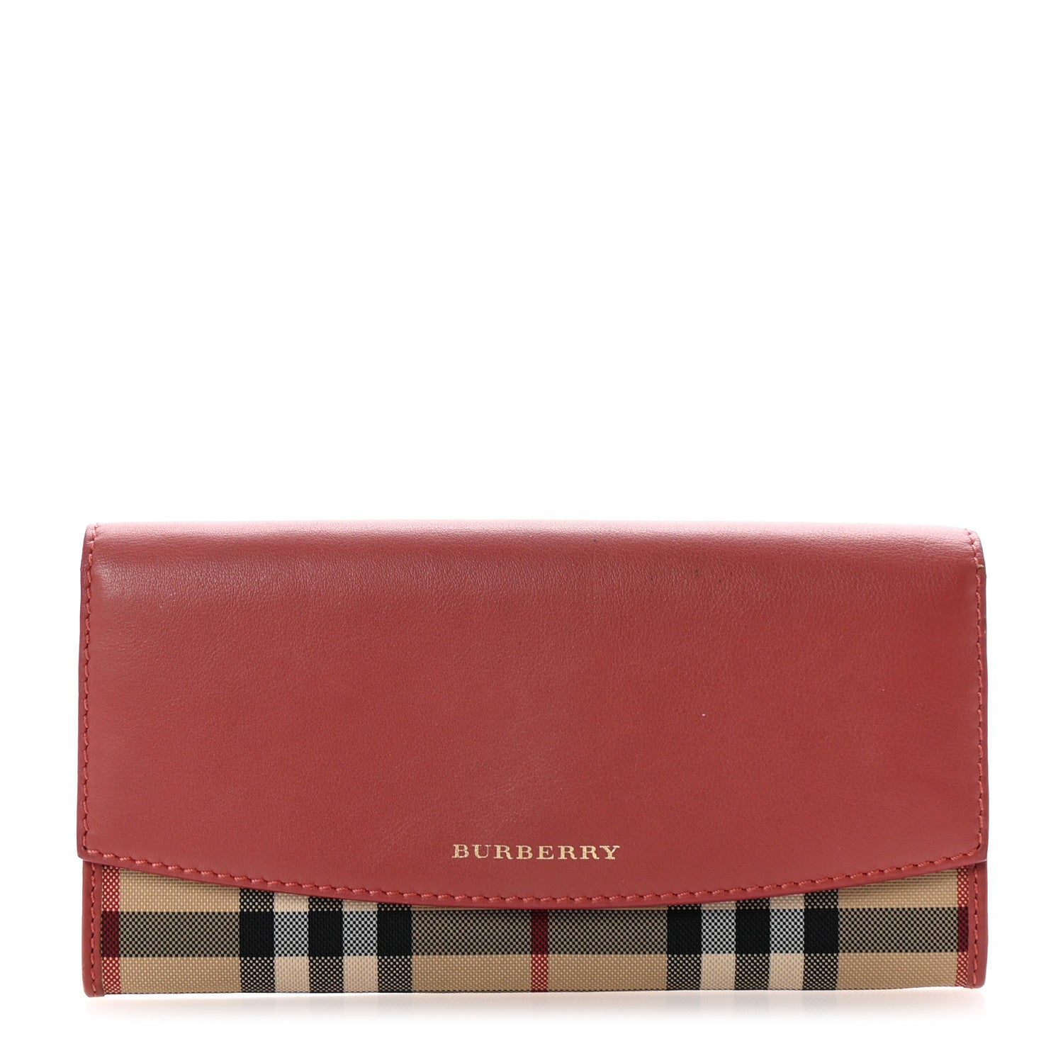 Burberry Calfskin Horseferry Check Porter Continental Wallet Copper Pink 1 of 6