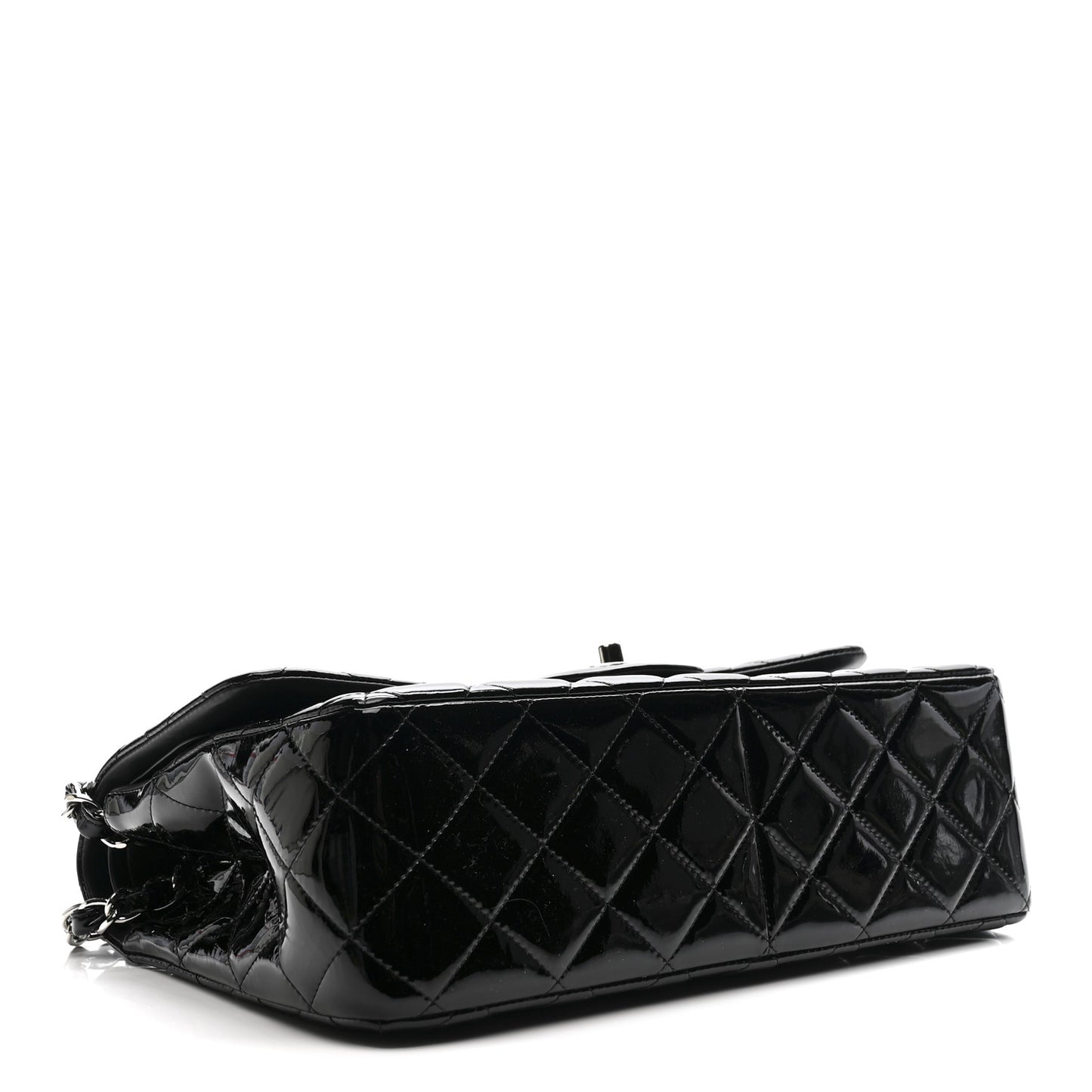 Patent Quilted Jumbo Double Flap Black