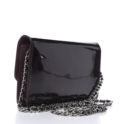 Chanel Patent Coco Cabas Wallet On Chain WOC Burgundy 3 of 11