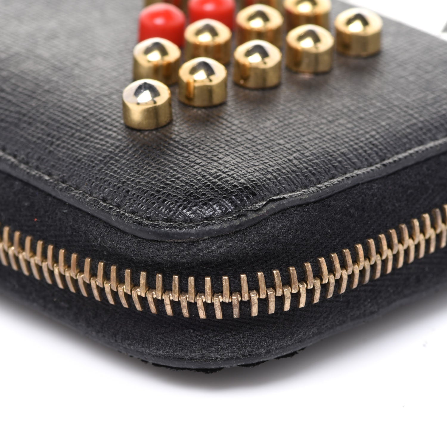 Fendi Vitello Elite Studded Monster Zip Around Wallet Black 12 of 13