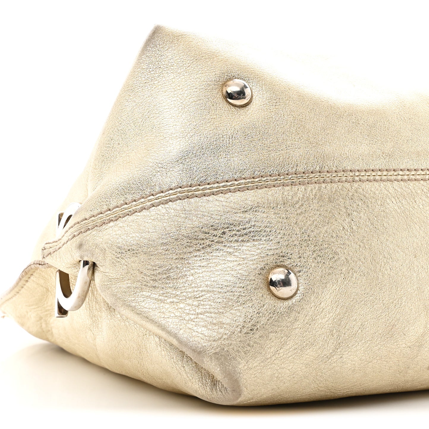 Metallic Grained Calfskin Medium Sofia Satchel Gold