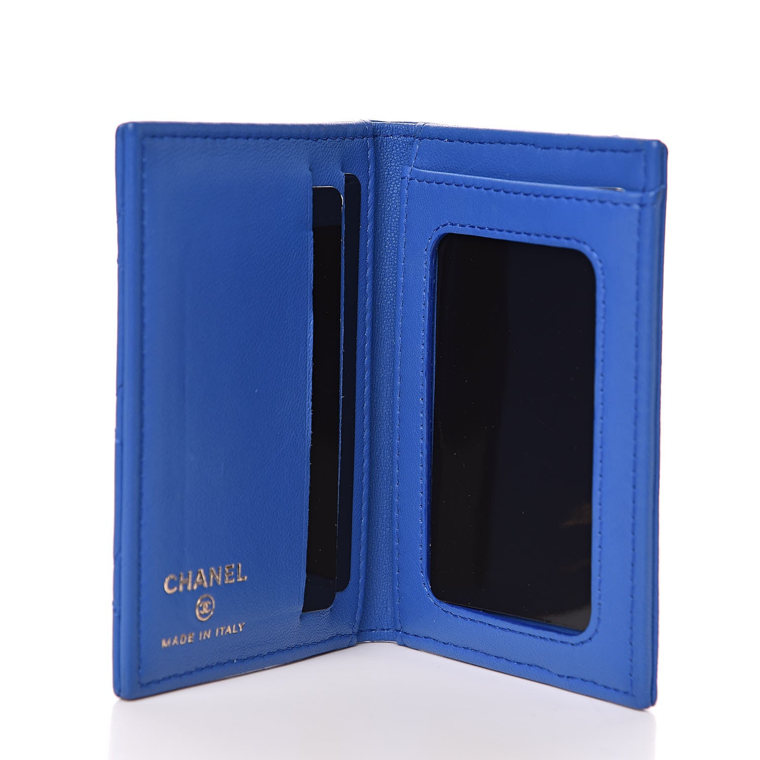 Chanel Lambskin Quilted Card Holder Wallet Blue 5 of 9