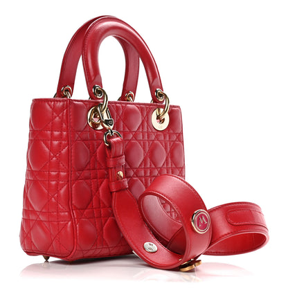 Christian Dior Lambskin Cannage Small Lucky Badges My Lady Dior Red 3 of 10