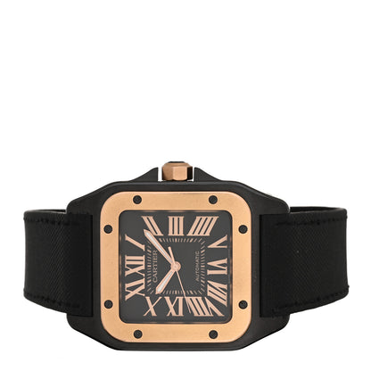 Cartier DLC Stainless Steel 18K Pink Gold Fabric 38mm Santos Automatic Watch Black 2 of 4