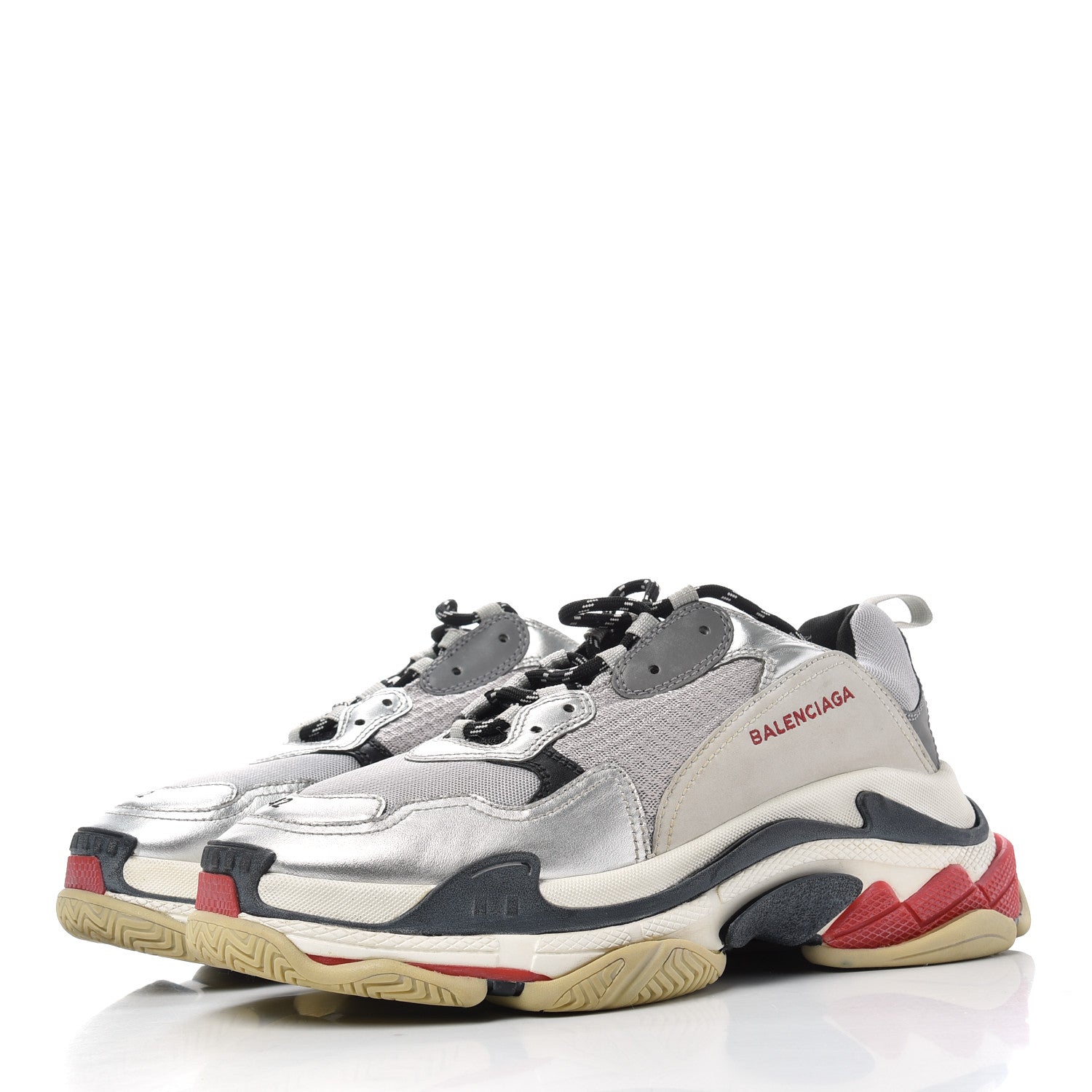 Balenciaga Mesh Nubuck Mens Triple S Sneakers 42 Black Argent 3 of 9