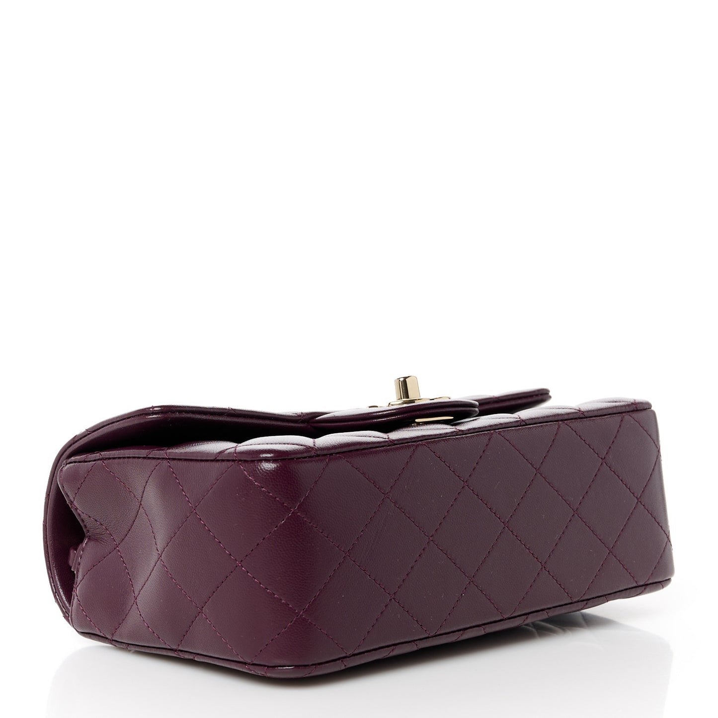 Lambskin Quilted Mini Rectangular Flap Burgundy