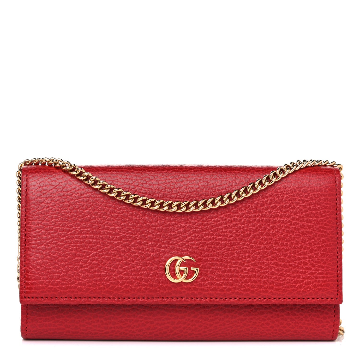 Gucci Dollar Calfskin Petite GG Marmont Wallet Chain Bag Hibiscus Red 1 of 9