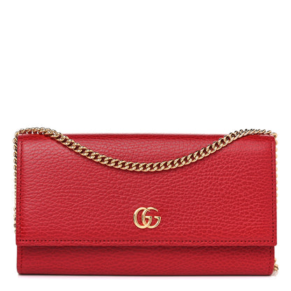 Gucci Dollar Calfskin Petite GG Marmont Wallet Chain Bag Hibiscus Red 1 of 9