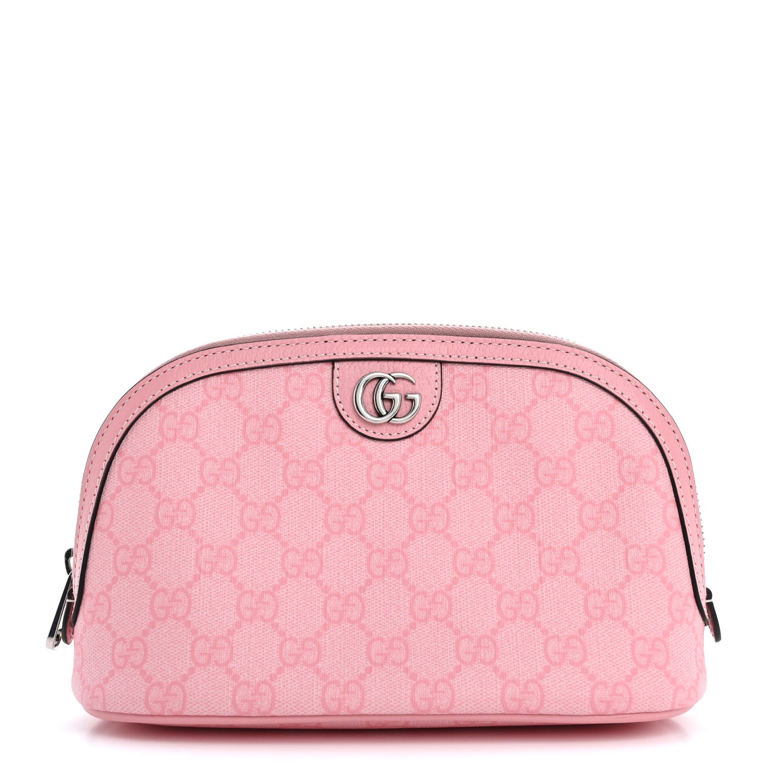 Gucci GG Supreme Monogram Textured Calfskin Large Ophidia Cosmetic Case  Pink 1 of 9