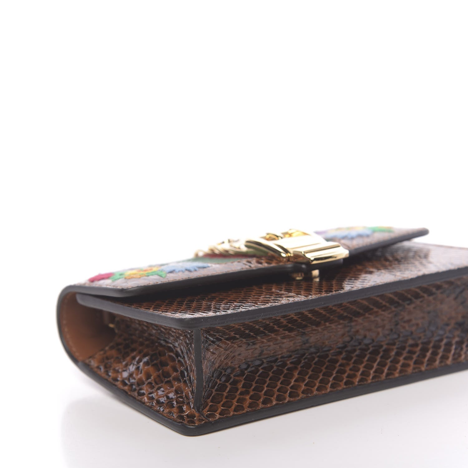 Gucci Elaphe Web Floral Embroidered Super Mini Sylvie Chain Shoulder Bag Cuir Multicolor 8 of 11